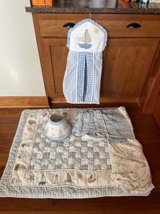 Vintage Koala Kids Crib Set Nautical Neutral Baby Nursery Anchor Sailboat VGUC - Picture 1 of 13