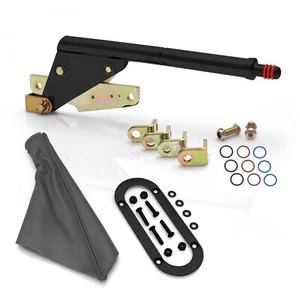 Floor Mount Black Emergency Parking Brake, Grey Boot and Black Trim Ring hot rod - Picture 1 of 5