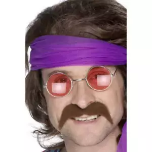 Brown Seventies Moustache Mens 70s Fancy Dress Tash Self Adhesive Fancy Dress - Picture 1 of 1