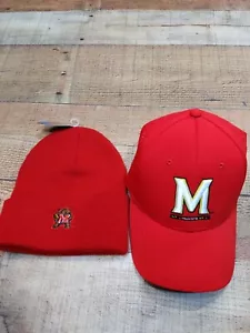 4NEW Under Armour Flex Fitted Hat - Maryland Terrapins Red Terrapin + beanie NEW - Picture 1 of 7