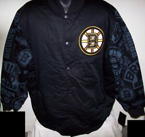 BOSTON BRUINS STARTER Jacket BRUINS Print Logos on Sleeves 3X 4X 5X 6X BLACK