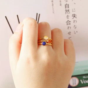 Minimalistischer Sonnenstein • Mondstein • Lapislazuli Ringe • Sterlingsilber - Bild 1 von 12