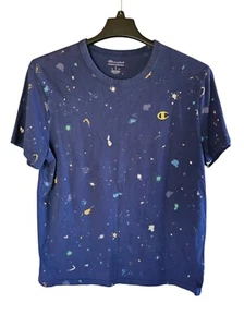 Champion Paint Splat Tshirt Casual Men's Navy Blue Size Large - Picture 1 of 6