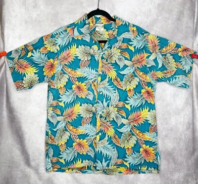 Camisa vintage Go Barefoot para hombre mediana con botones 100 % algodón tropical floral usada en excelente estado Foto 1 de 4