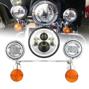 7" LED Headlight+ 4.5 Passing Lights Bar For Yamaha V Star 650 XVS650A Classic - Picture 1 of 12
