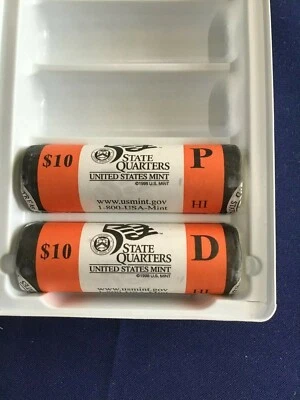 2008-PD Hawaii Statehood Quarters 2 US Mint Sealed Rolls P + D    E1028 - Image 1 of 4