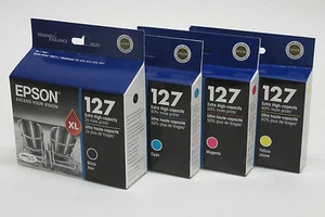 4 Genuine Epson T127 127 Black cyan magenta yellow ink Workforce 845 840 545 60 - Picture 1 of 1
