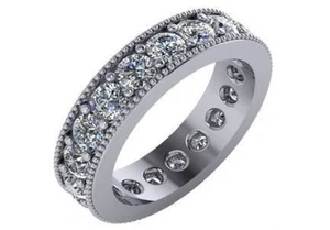 2.55 cts natural F SI1 round diamond women eternity wedding ring 14k white gold - Picture 1 of 2