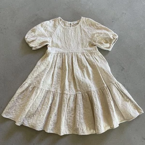Zara Girls 7 Dress Neutral Beige - Picture 1 of 3