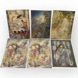 6 Vtg Sulamith Wulfing Art Cards Post Cards Collectibles Holiday Knight Ravens - Picture 1 of 13