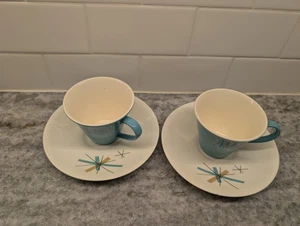 De colección Salem China ~ NORTH STAR ~ DOS tazas y DOS platillos ~ MCM EE. UU. - Imagen 1 de 13