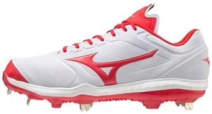MIZUNO WOMENS SWEEP METAL SOFTBALL CLEAT WHITE | RED SZ 11.5 - Picture 1 of 4