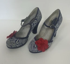 Ruby Shoo Heels Clara lila geometrisches Muster rot Blume Mary Jane Größe UK 6 - Bild 1 von 16