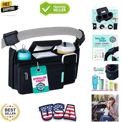 优雅婴儿推车收纳盒带可扩展湿巾口袋和六个存储隔层 — 第 1/4 张图片