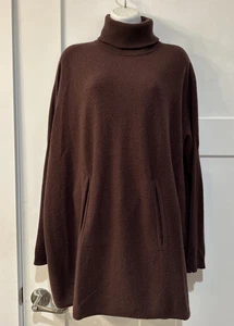 Garnet Hill Pullover Damen XS Kaschmir Merinowolle Rollkragen Tunika Oversize - Bild 1 von 9