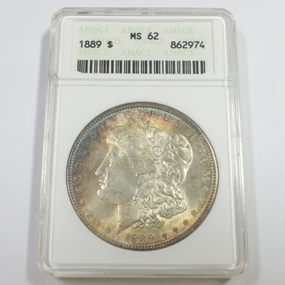 1889 P ANACS MS62 - Toned Silver Morgan Dollar $1 US Coin #57928A - Image 1 of 4