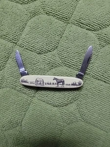Barlow Design 2-3/4" Pocket Knife Deer Scene 2 Blades - Picture 1 of 10