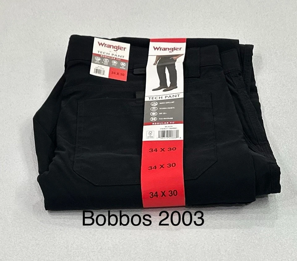Wrangler Men's Regular Fit Tech Pants Black Size 34X30