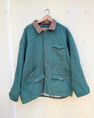 Cabela’s Canvas Flannel Lined Leather/Corduroy Collar Chore Coat Jacket 2XL Mens - Image 1 of 4
