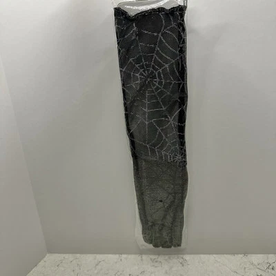 Guantes de tela de araña negros y plateados 20,5" de largo divertido mundo disfraz de Halloween Foto 1 de 4