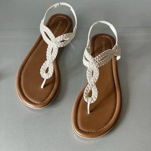 Centro Point Braided White Thong Sandals Women’s Size 9 - Picture 1 of 5
