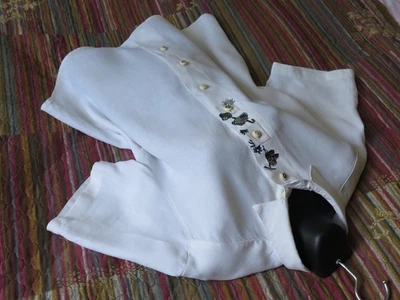 Trachten Bluse 46 48 aus Salzburg Leinen echte Hornknöpfe true vintage Weiß - Bild 1 von 4