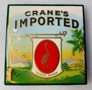 Ceramic Tile Coasters: c1930s Cigar Label Handmade GREEN - Picture 1 of 2