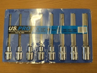 US PRO 8pc 1/2Dr 140mm Long Hex Bits Sockets Key Set Allen 5 - 17mm 2084 - image 1 of 4
