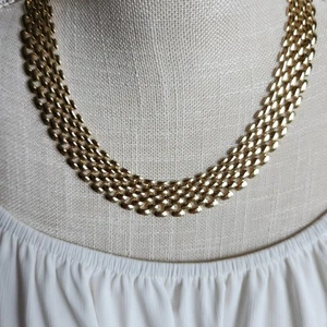 Collar de eslabones de malla tono dorado vintage | Collar de cadena fluida de 16" - Imagen 1 de 11