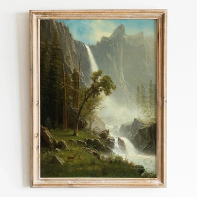 Impresión de póster de arte de pared cascada de montaña de Yosemite Falls por Albert Bierstadt Foto 1 de 4