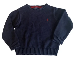 Polo Ralph Lauren Boy's Size 8 Navy Pullover Sweater Red Embroidered Logo - Picture 1 of 13