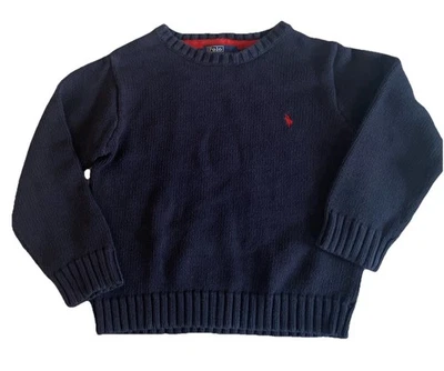 Polo Ralph Lauren Boy's Size 8 Navy Pullover Sweater Red Embroidered Logo - Image 1 of 4