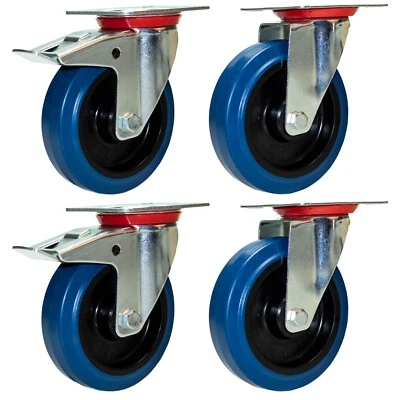Transportrollen Lenkrollen mit Bremse Schwerlastrollen BLUE WHEEL 80 100 125mm - Bild 1 von 4