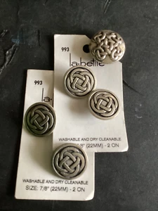 4 7/8” Silver Celtic Knot Metal Shank Buttons Vintage 22mm Plus 1 Leather Button - Picture 1 of 6