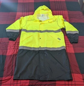 ML Kishigo RWJ108 Size S-M Class 3 Brilliant Series Yellow Lime Long Rain Coat - Picture 1 of 20