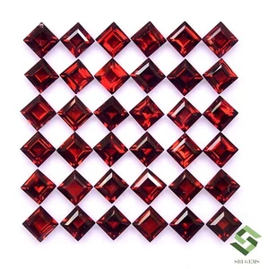 Natural Red Garnet Square Cut 4 mm Lot 20 Pcs 9.38 CTS Calibrated Loose Gemstone - Picture 1 of 6