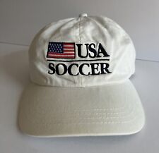 USA Soccer Vintage Hat Cap American Flag Embroidered Aussie Cap White