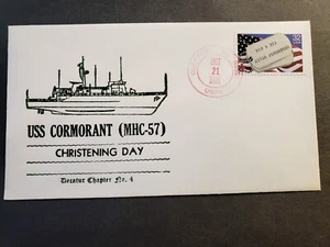 Minesweeper USS CORMORANT MHC-57 Naval Cover 1995 CHRISTENING Cachet Gulfport MS - Picture 1 of 2