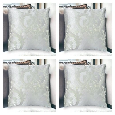 Cushion Covers Grey Silver - Set of 4 Damask Epitome Luxury Gainsborough 45x45cm - Image 1 of 4