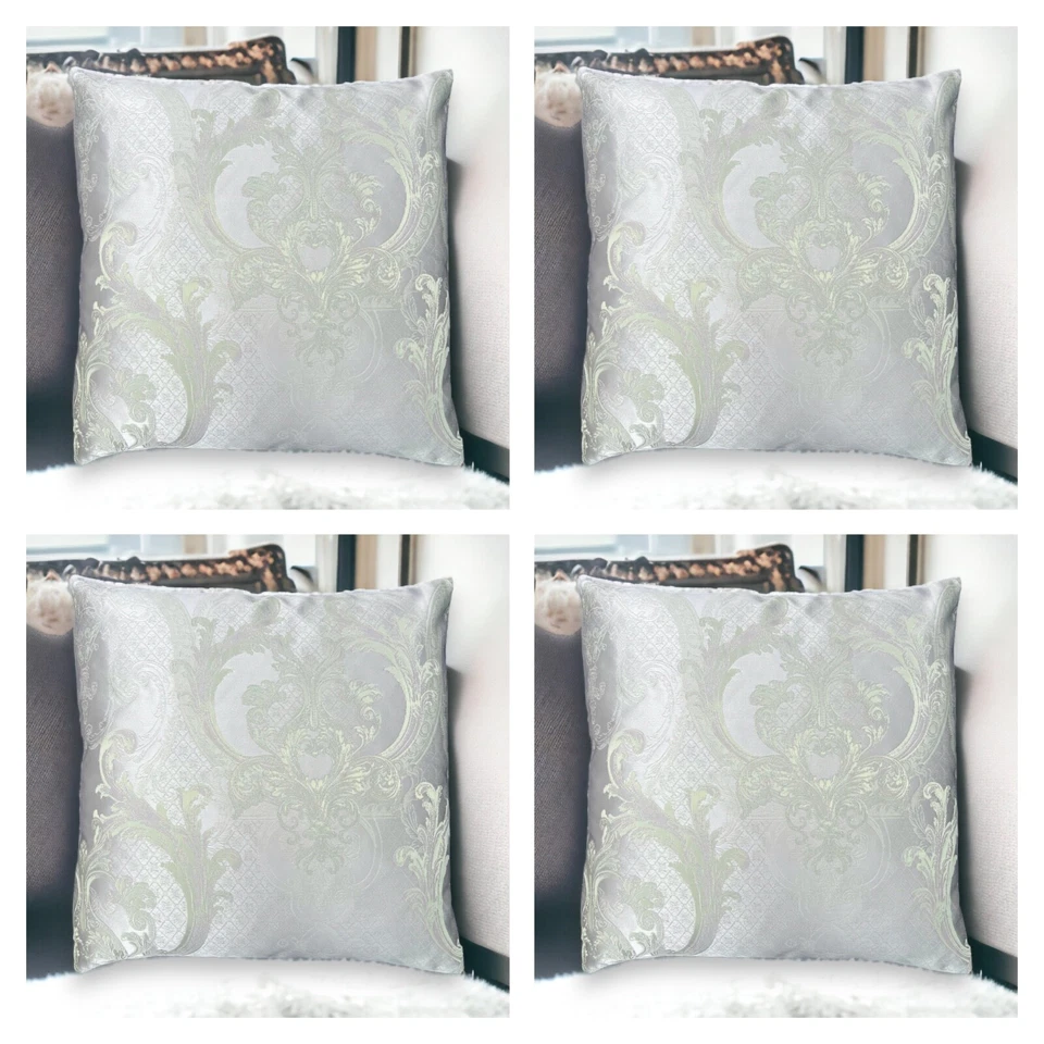 Cushion Covers Grey Silver - Set of 4 Damask Epitome Luxury Gainsborough 45x45cm - Image 1 of 4