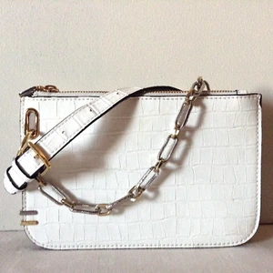 "reTH" stilisierte Umhängetasche weiß veganes Leder mit Krokoprägung - Bild 1 von 10