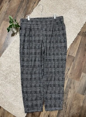Pantalones de salón Express talla XL negros blancos a cuadros pata de gallo plisados de vellón Foto 1 de 4