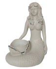 Deko Figur Meerjungfrau weiß Nixe Sommer Dekoobjekt Kerzenständer Teelichthalter