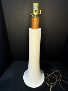 Vintage MCM Danish Ceramic Teak Lamp 24" Tall Tested Works - Picture 1 of 4