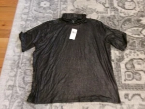 NEW Lauren Ralph Lauren Womens Metallic Knit Top Sparkle Mock Neck Plus Size 3X - Picture 1 of 5