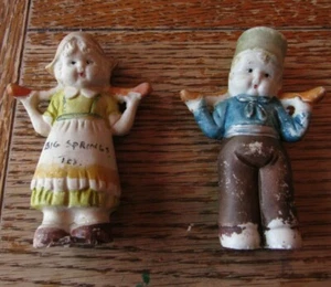 Vintage Bisque Boy and Girl Figurine Signed Big Springs Tex. Made in Japan - Picture 1 of 4
