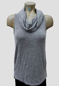 Lou & Grey Sz XS Stretch Gray Cowl Neck Sleeveless Knit Tank - Picture 1 of 4