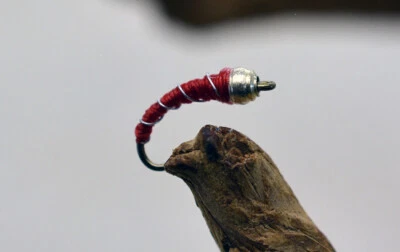 REGION FISHING Bead Head Red Zebra Midge Nymph Fly - 1 Doz Flies - Mustad Signature Hooks