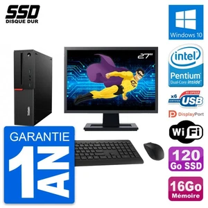 PC LENOVO M700 SFF Screen 27 " Intel G4400 RAM 16Go SSD 120Go Windows 10 Wifi - Picture 1 of 8