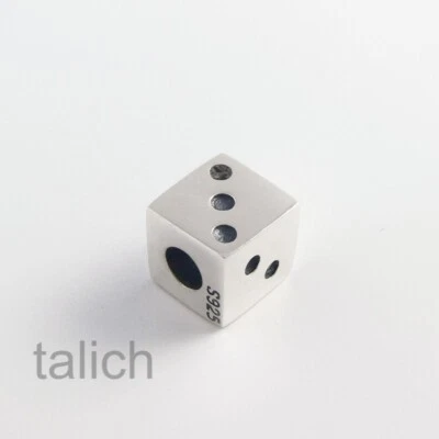 Brillante colgante de plata esterlina 925 dados de la suerte agujero grande con cuentas deslizables único Foto 1 de 4